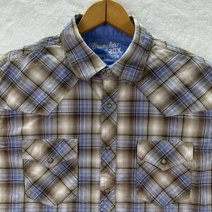 Wrangler Button Down Shirt Mens Long Sleeve 20X Competition Pearl Snap Plaid SzL